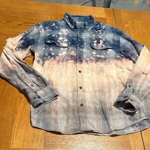 Blue and Pink Ombre Plaid Shirt